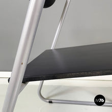 将图片加载到图库查看器,Chair in gray metal, black rubber and wood, 1980s