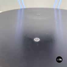 将图片加载到图库查看器,Chairs in blue metal, black wood and black rubber, 1980s