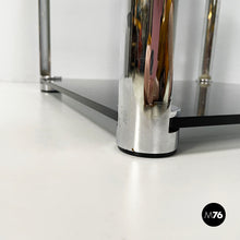 画像をギャラリービューアに読み込む, Coffee tables in smoked glass and chromed metal, 1980s