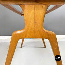 画像をギャラリービューアに読み込む, Coffee table in wood and decorated glass, 1950s