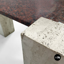 画像をギャラリービューアに読み込む, Red granite and travertine coffee table, 1970s