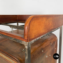 Load image into Gallery viewer, Wardrobe in brown leather and metal, 1980s