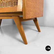 Charger l'image dans la galerie, Chest of drawers in wood and rattan, 1960s