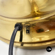 画像をギャラリービューアに読み込む, Floor lamp in withe fabric and brass by Lam Bologna, 1960s