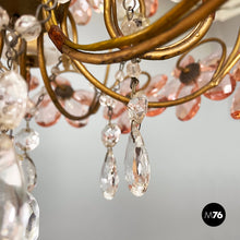 Load image into Gallery viewer, Chandeliers in pink glass and brass, early 1900s