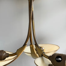 画像をギャラリービューアに読み込む, Chandelier in glass and brass, 1950s