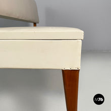 Load image into Gallery viewer, Bench in wood and white leather, 1940s