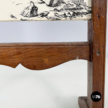 Load image into Gallery viewer, Fire screen in black and white fabric and wood, early 1900s