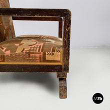 Load image into Gallery viewer, Armchairs in velvet and wood, 1930s