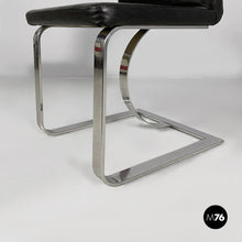 画像をギャラリービューアに読み込む, Chair in black leather and steel, 1980s