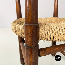 画像をギャラリービューアに読み込む, Tub chairs in straw and wood, 1970s