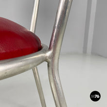 将图片加载到图库查看器,Chairs in red faux leather and metal, 1930s