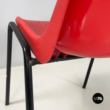画像をギャラリービューアに読み込む, Stackable chairs in red plastic and black metal, 2000