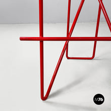 Load image into Gallery viewer, Stools in wood and red metal, 1980s