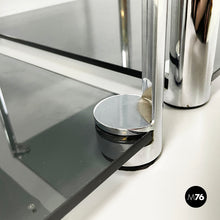 画像をギャラリービューアに読み込む, Coffee tables in smoked glass and chromed metal, 1980s