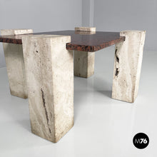 画像をギャラリービューアに読み込む, Red granite and travertine coffee table, 1970s