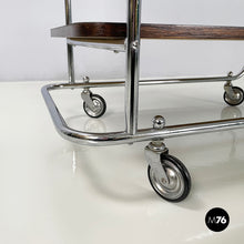 画像をギャラリービューアに読み込む, Wood and metal cart with double shelf, 1940s