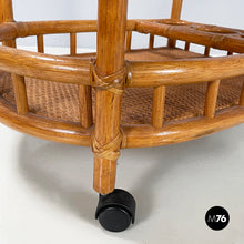 画像をギャラリービューアに読み込む, Double-shelf cart in rattan and bamboo, 1960s