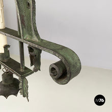 Charger l'image dans la galerie, Chandelier with eight lights in wrought iron, 1930s