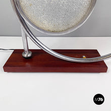 画像をギャラリービューアに読み込む, Table lamp with crafted glass, metal and wood, 1980s