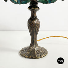 Load image into Gallery viewer, Table lamps in colored glass and brass, 1980s