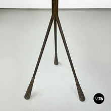 Load image into Gallery viewer, Brass and light blue and yellow metal floor ashtray, 1950s