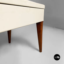 Load image into Gallery viewer, Bench in wood and white leather, 1940s