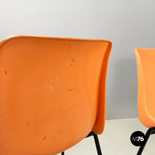 画像をギャラリービューアに読み込む, Stackable chairs in orange plastic and black metal, 2001