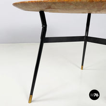 画像をギャラリービューアに読み込む, Coffee table in red marble, black metal and brass, 1960s