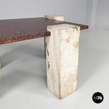 画像をギャラリービューアに読み込む, Red granite and travertine coffee table, 1970s