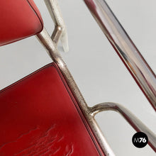 画像をギャラリービューアに読み込む, Chairs in metal and red faux leather, 1930s