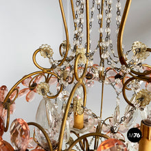 Load image into Gallery viewer, Chandeliers in pink glass and brass, early 1900s
