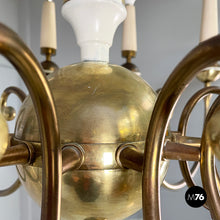 将图片加载到图库查看器,Chandelier in brass and white metal, 1950s