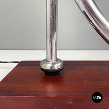 画像をギャラリービューアに読み込む, Table lamp with crafted glass, metal and wood, 1980s