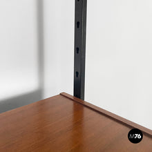 将图片加载到图库查看器,Bookcase in wood, black metal and brass, 1960s