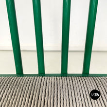 画像をギャラリービューアに読み込む, Green metal and grey straw chairs, 1980s