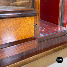Load image into Gallery viewer, Bar cabinet with lamp in wood, mirror and glass, 1930s