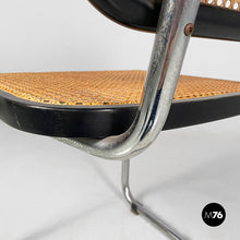 Load image into Gallery viewer, Chair in straw, black wood and steel, 1960s