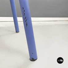 将图片加载到图库查看器,Chairs in blue metal, black wood and black rubber, 1980s