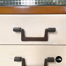 将图片加载到图库查看器,Sideboard in wood, brass and glass, 1940s