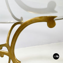 画像をギャラリービューアに読み込む, Coffee table in glass and brass, 1960s