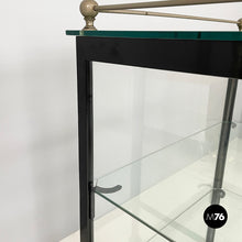 画像をギャラリービューアに読み込む, Display cabinet in glass and black metal, early 1900s
