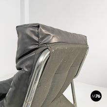 将图片加载到图库查看器,Armchairs in metal and black synthetic leather, 1970s