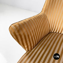 Load image into Gallery viewer, Striped fabric and wood armchairs, 1950s