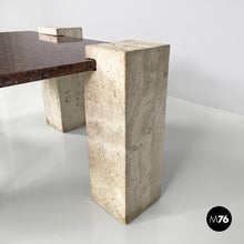 画像をギャラリービューアに読み込む, Red granite and travertine coffee table, 1970s