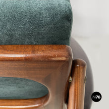 画像をギャラリービューアに読み込む, Green velvet armchairs, 1950s