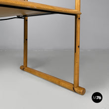 Load image into Gallery viewer, Chairs with armrests in wood and black metal, 1970s