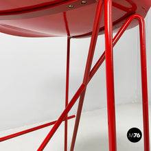 Load image into Gallery viewer, Stools in wood and red metal, 1980s