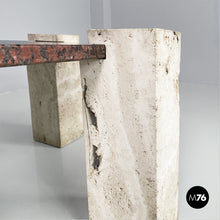 画像をギャラリービューアに読み込む, Red granite and travertine coffee table, 1970s