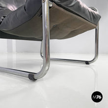 将图片加载到图库查看器,Armchairs in metal and black synthetic leather, 1970s